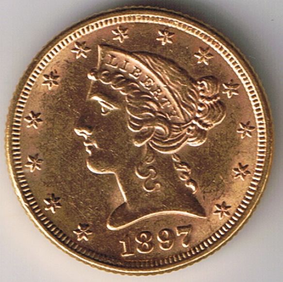1897-$5-Gold-Half-Eagle-!