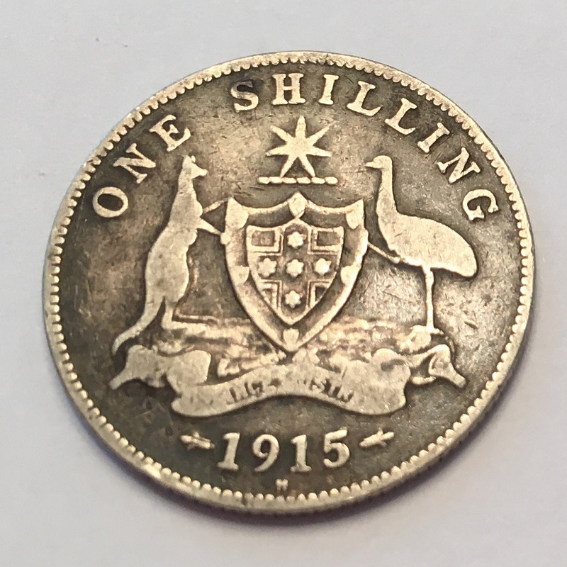 1915-H-Australia-Shilling-In-Rough-Shape--Grade?