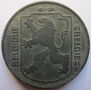 1945-Belgian-1-Franc-Coin-Occupation--Strange-Obverse