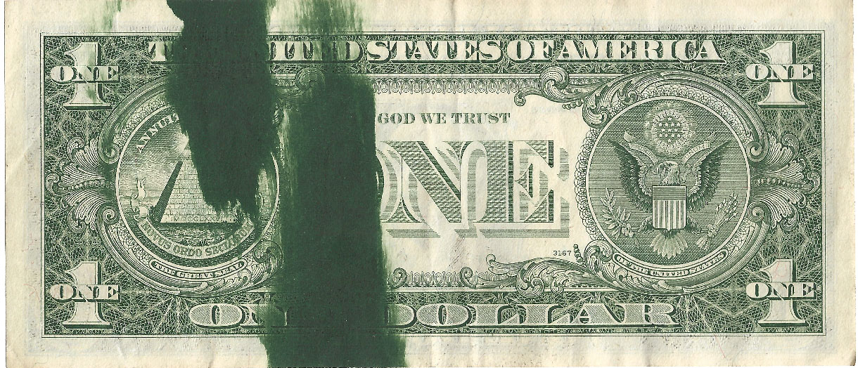 $1-Green-Ink-Smear-On-Back---Value?