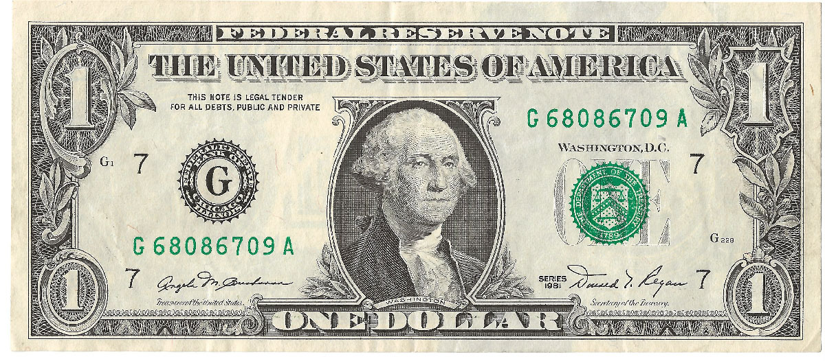 $1-Green-Ink-Smear-On-Back---Value?