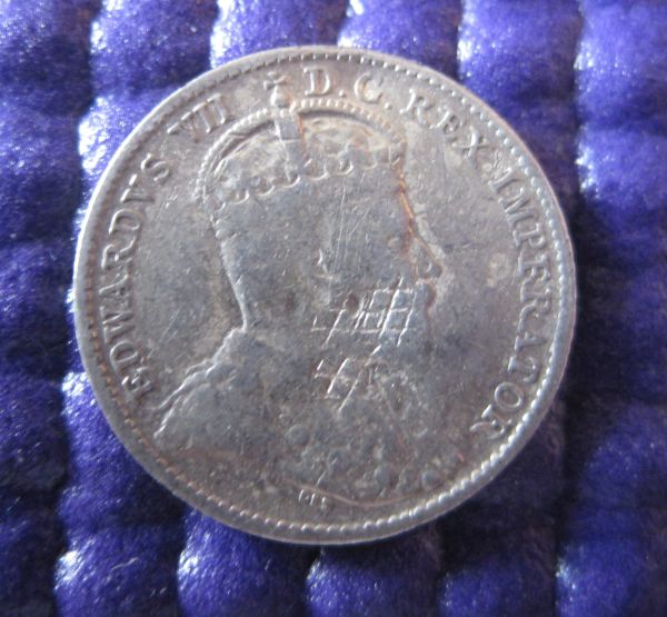 Newfoundland-5-Cent-Coin...-With-Chop-Marks?