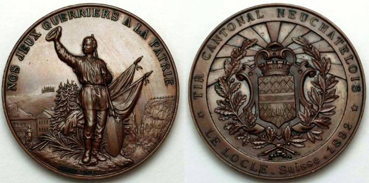 2-New-Swiss-Shooting-Medals,-Low-Mintage