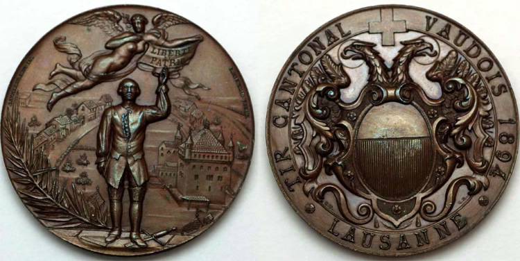 2-New-Swiss-Shooting-Medals,-Low-Mintage