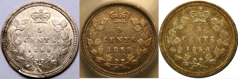 1858-Five-Cent-Large-5-Over-Small-5-Denomination!!