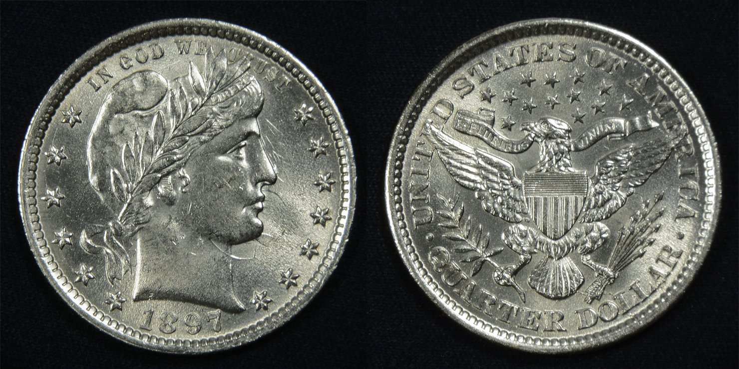 1897-P-Barber-Quarter-With-Heavy-Clashing