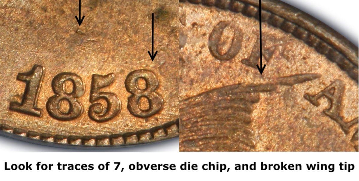 Possible-1858/7-Flying-Eagle-Cent-Overdate