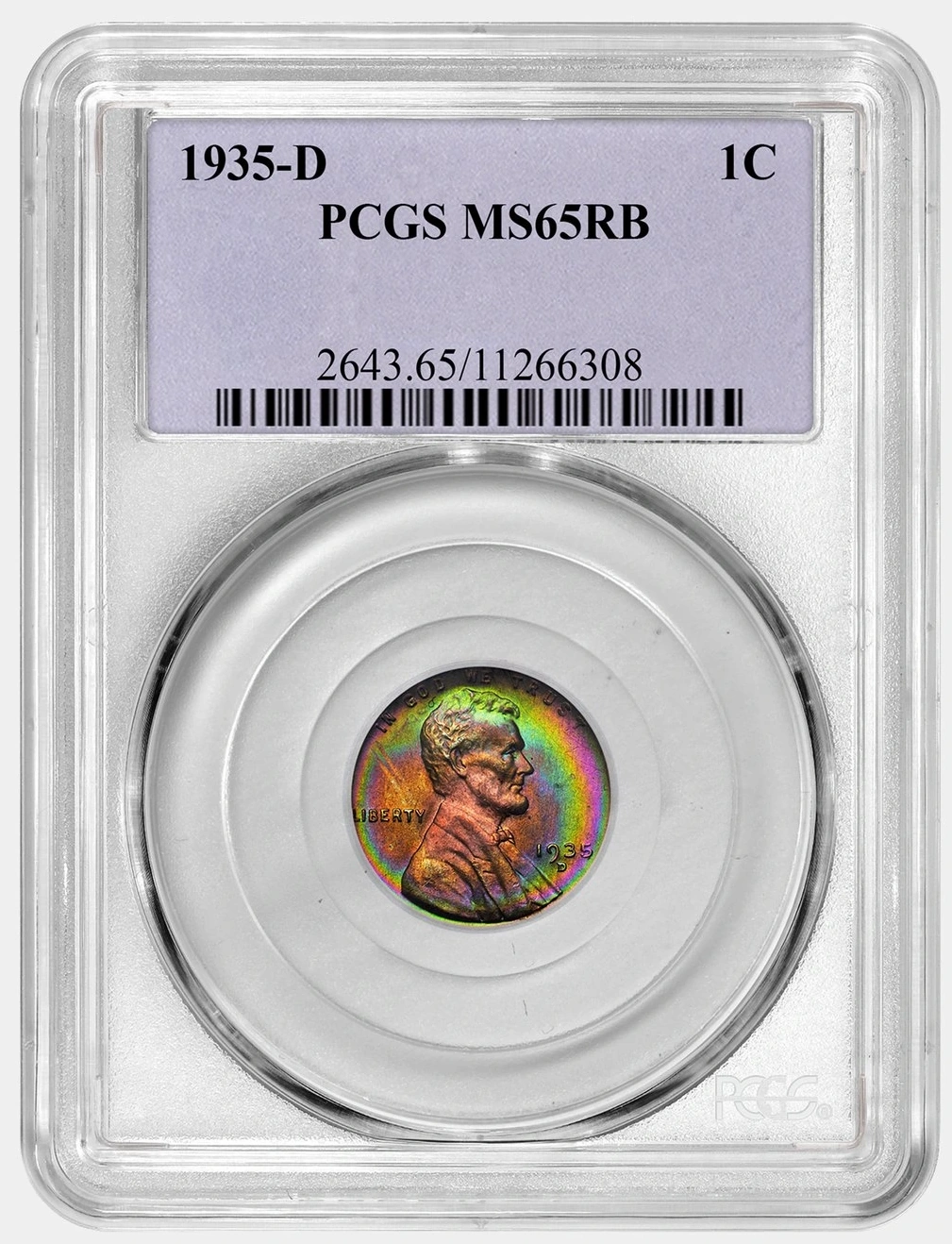 1935-D-Lincoln-Cent-PCGS-MS-65RB-Rainbow-Toned