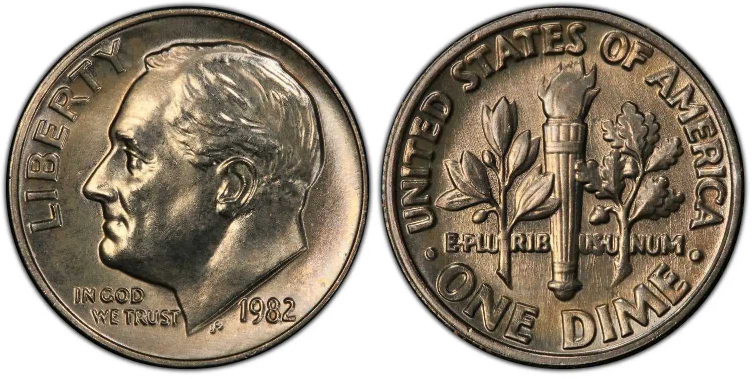  1982 No P Roosevelt Dime PCGS MS67