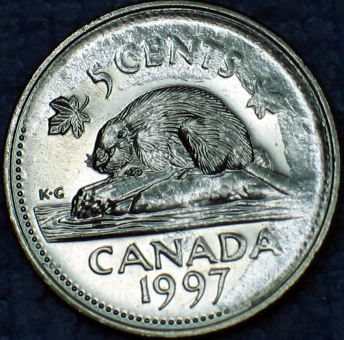 1997-Canada-5-Cent=struck-Trough-Greas
