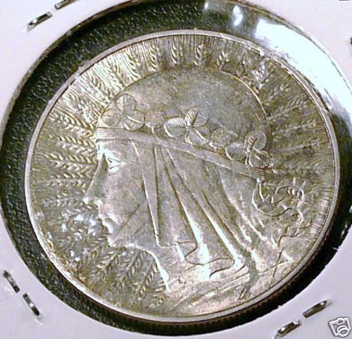 Km#22-1932-And-1933-B-Polish-10-Zloty-Mintage-#?-Female-Head