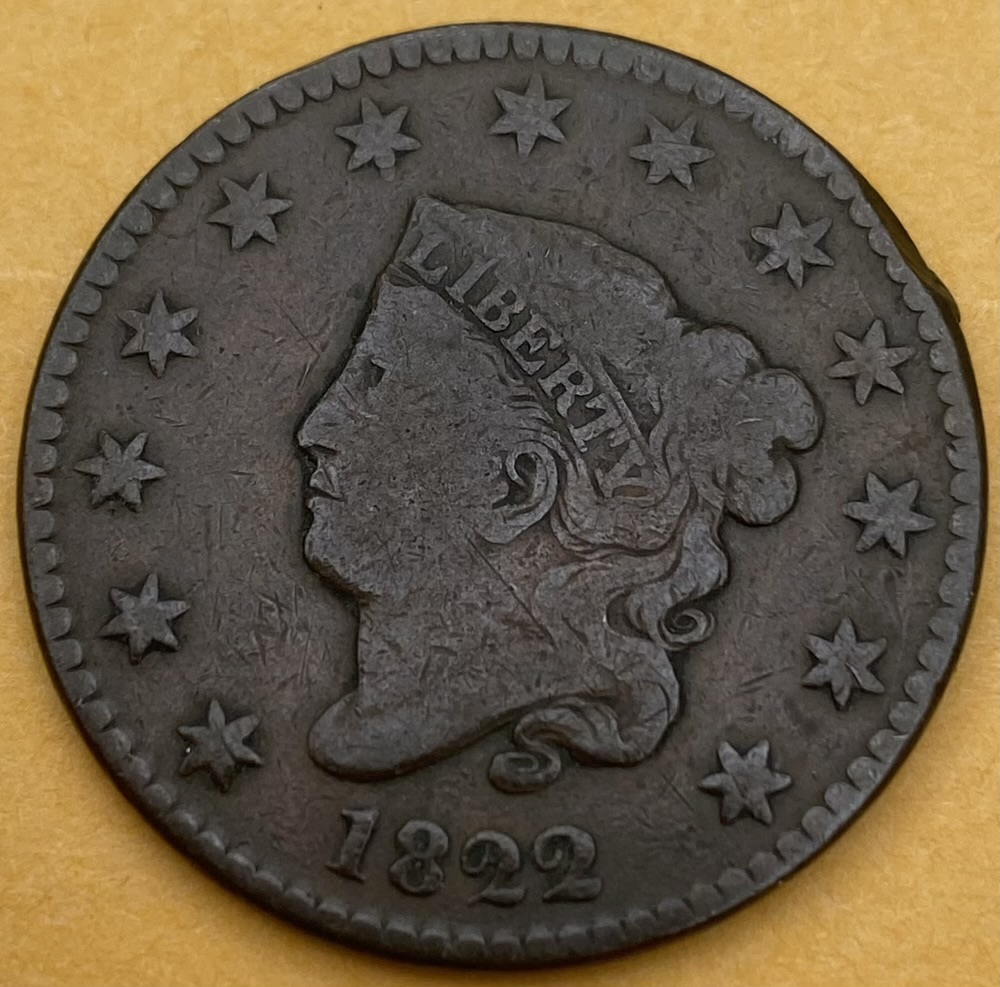 1822-Coronet-1-Cent--N-2?,-R-3