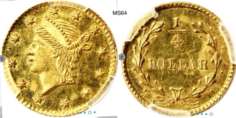 California-Fractional-1854-G-25c-Bg-224-&-Grade/Value-Guidance-For-PCGS-Submission