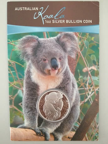 Perth-Koala-Series-$1-1oz-Silver-Coins-Carded-With-Picture