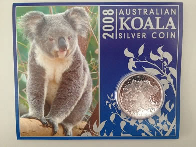 Perth-Koala-Series-$1-1oz-Silver-Coins-Carded-With-Picture