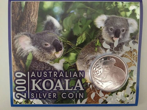 Perth-Koala-Series-$1-1oz-Silver-Coins-Carded-With-Picture