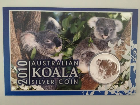 Perth-Koala-Series-$1-1oz-Silver-Coins-Carded-With-Picture