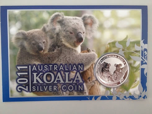 Perth-Koala-Series-$1-1oz-Silver-Coins-Carded-With-Picture
