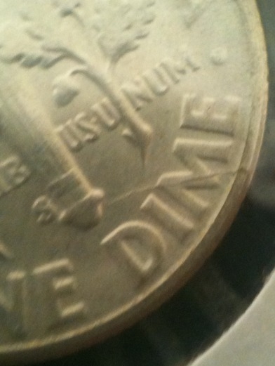 1955--S-Dime-Die-Break