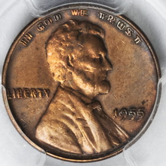 1955-Cent-In-Case-MS-67-Red