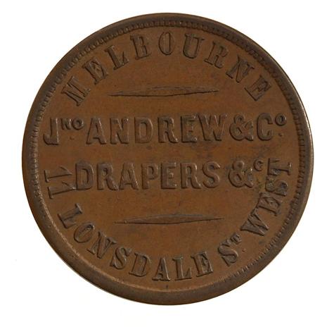 John-Andrew-&-Co,-Draper,-Melbourne.-1d-&-1/2-Tokens