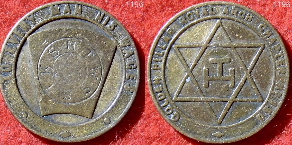 Masonic-Tokens,-Coins-And-Counter-Stamped-Pennies