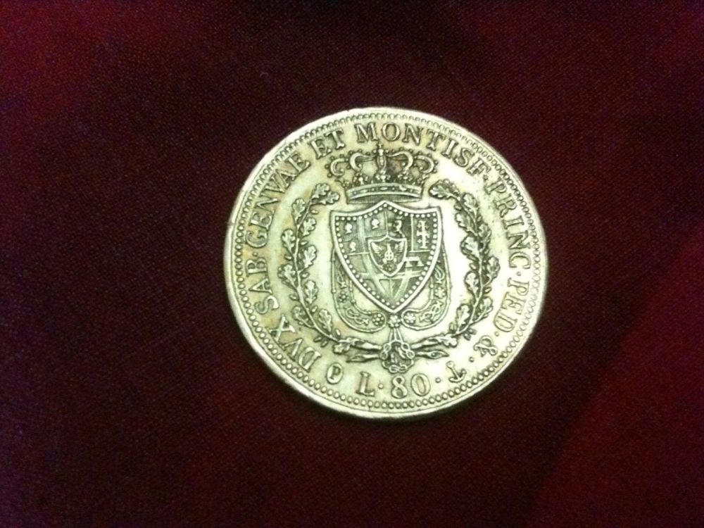 1827-P-Mint-Mark-Anchor-80-Lire-From-Sardinia