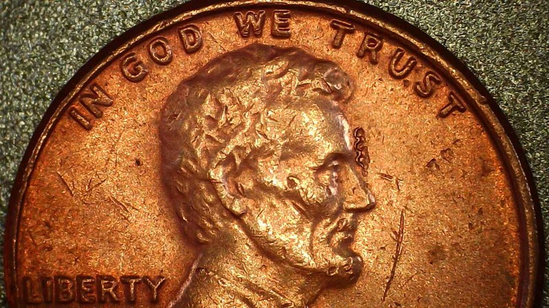 Unusual-1982-P-Copper-Cent-With-Foreign-Object