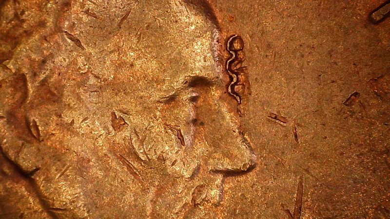 Unusual-1982-P-Copper-Cent-With-Foreign-Object