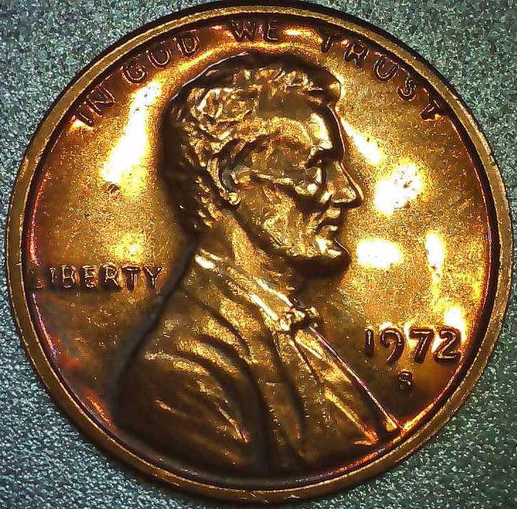 1972-S-Lincoln-Memorial-Cent-Shiny-Finish-On-Fields