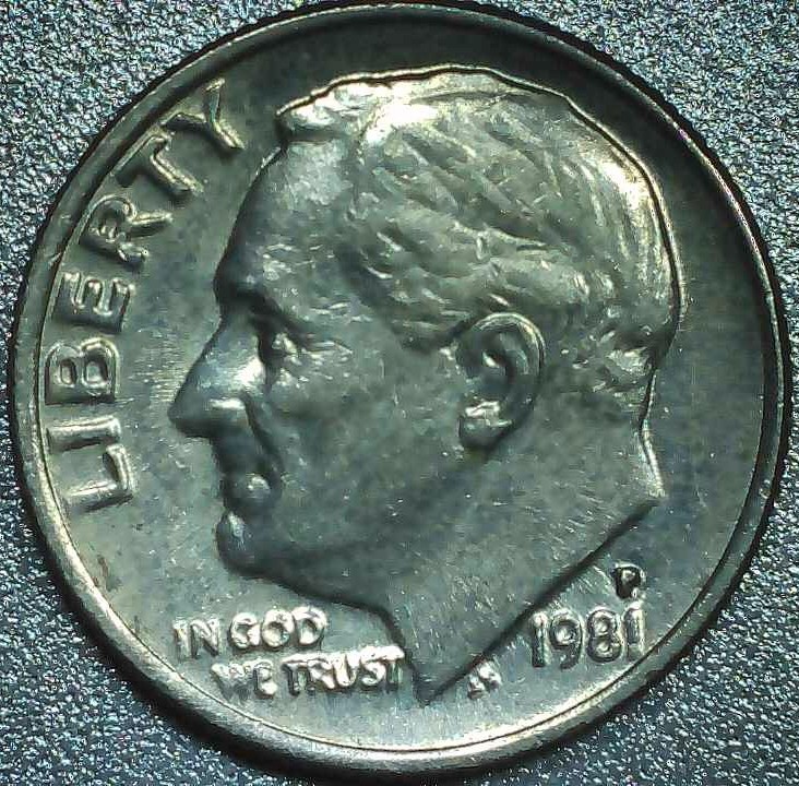 1981-P-Roosevelt-Dime-W/Die-Crack
