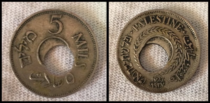 1926-Palestine-5-Mils-Mispunch