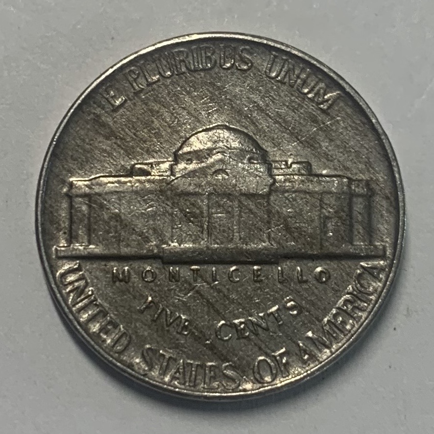 1958-P-Jefferson-Nickel-Struck-Through-Grease?