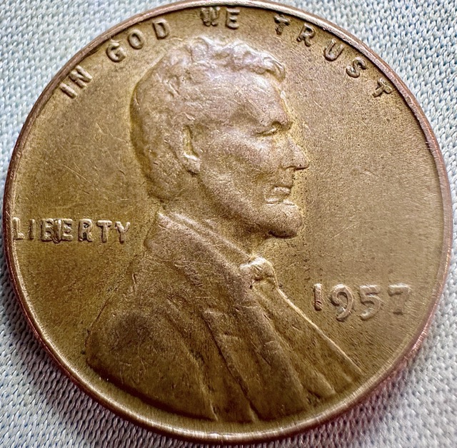 1957-Lincoln-Cent--Bie,-Die-Chip-