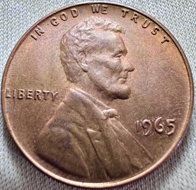 1965-Lincoln-Cent--Die-Chip,-Die-Crack-