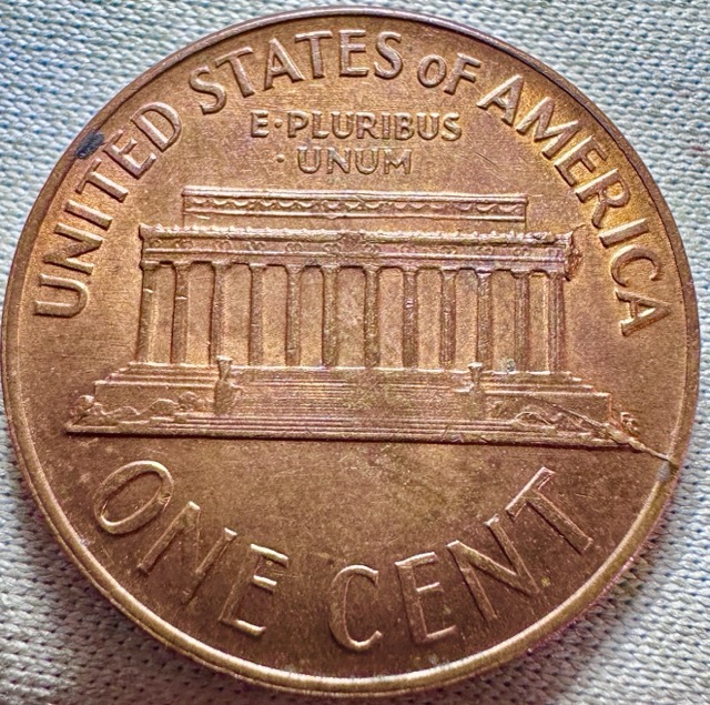 1965-Lincoln-Cent--Die-Chip,-Die-Crack-