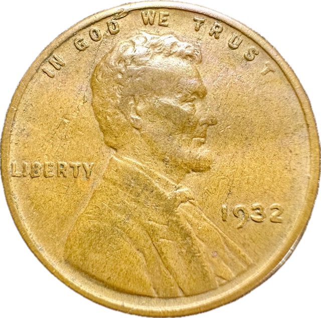 1932-Lincoln-Cent-Lamination+retained-Cud?