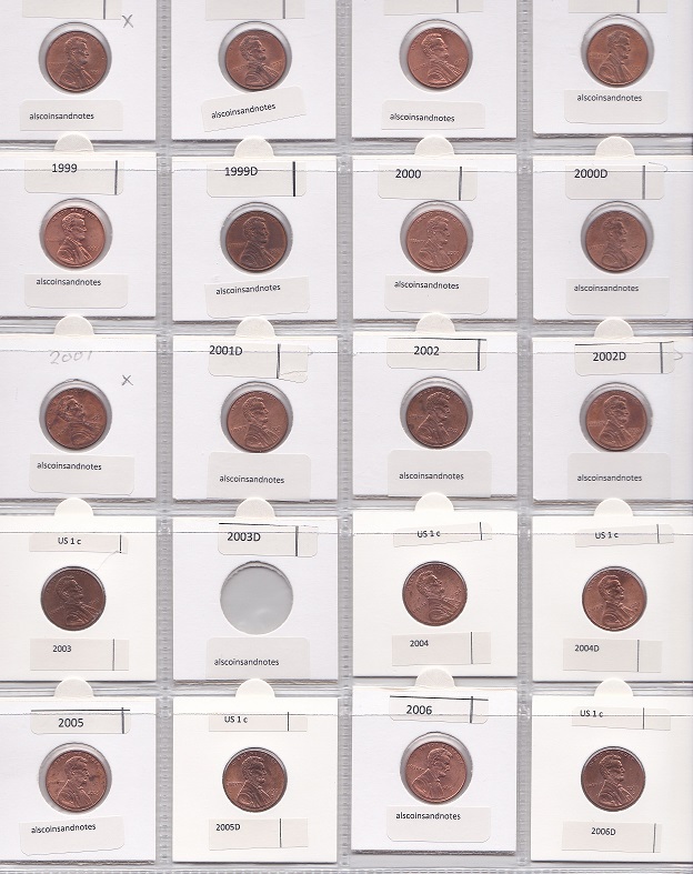 US-1-Cent-Collection-1959-To-2008