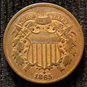 1865-2-Cent-Pc,-With-Funny-Tip,-Connected-Er-On-Reverse