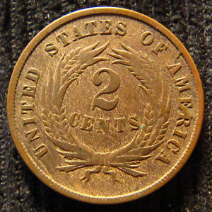 1865-2-Cent-Pc,-With-Funny-Tip,-Connected-Er-On-Reverse