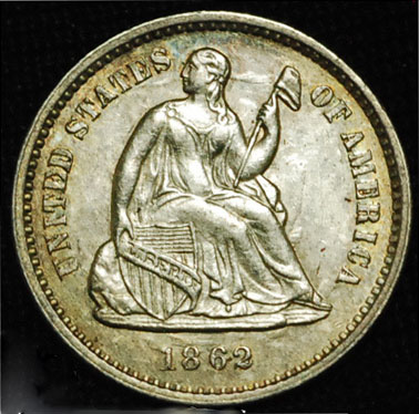 1862-Half-Dime-Seated-Stuck-Thru,-Double,-Triple-??