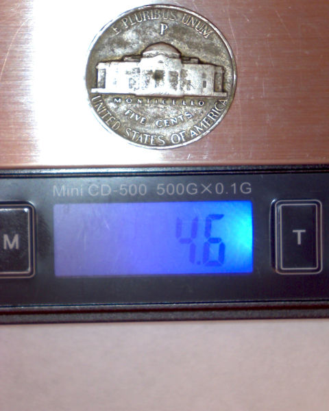 1943-P-Nickel-Weighs-4.64-4.65-Grams...