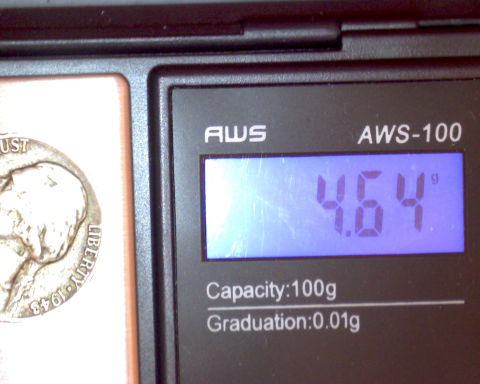 1943-P-Nickel-Weighs-4.64-4.65-Grams...