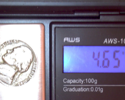 1943-P-Nickel-Weighs-4.64-4.65-Grams...