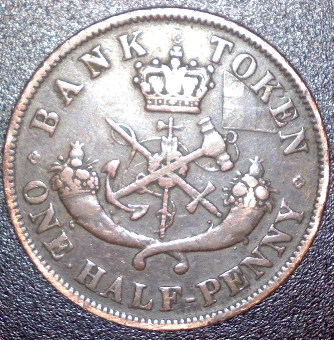 1854-Upper-Canada-Bank-Token-Half-Penny-Help-Needed