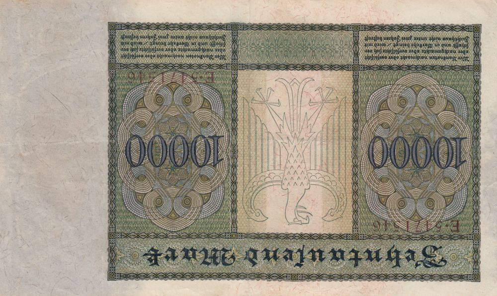 1922-Germany-10,000-Mark-Notes---Different-Sizes