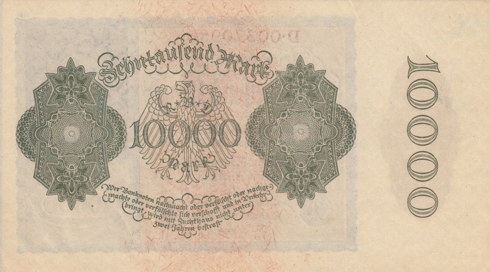 1922-Germany-10,000-Mark-Notes---Different-Sizes