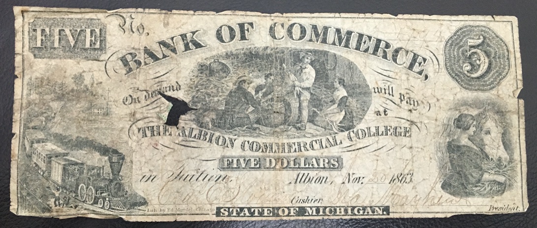 Albion-Commercial-College/Mayhew's-Practical-Book-Keeping-Civil-War-Token