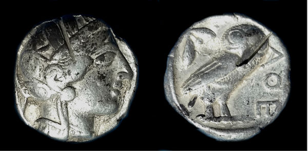 Greek-Silver---Athens-Tetradrachm-Classic-Type-ABc-454-431