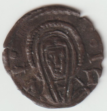 Small-Coin-With-A-Saint,-A-Shield-And-A-